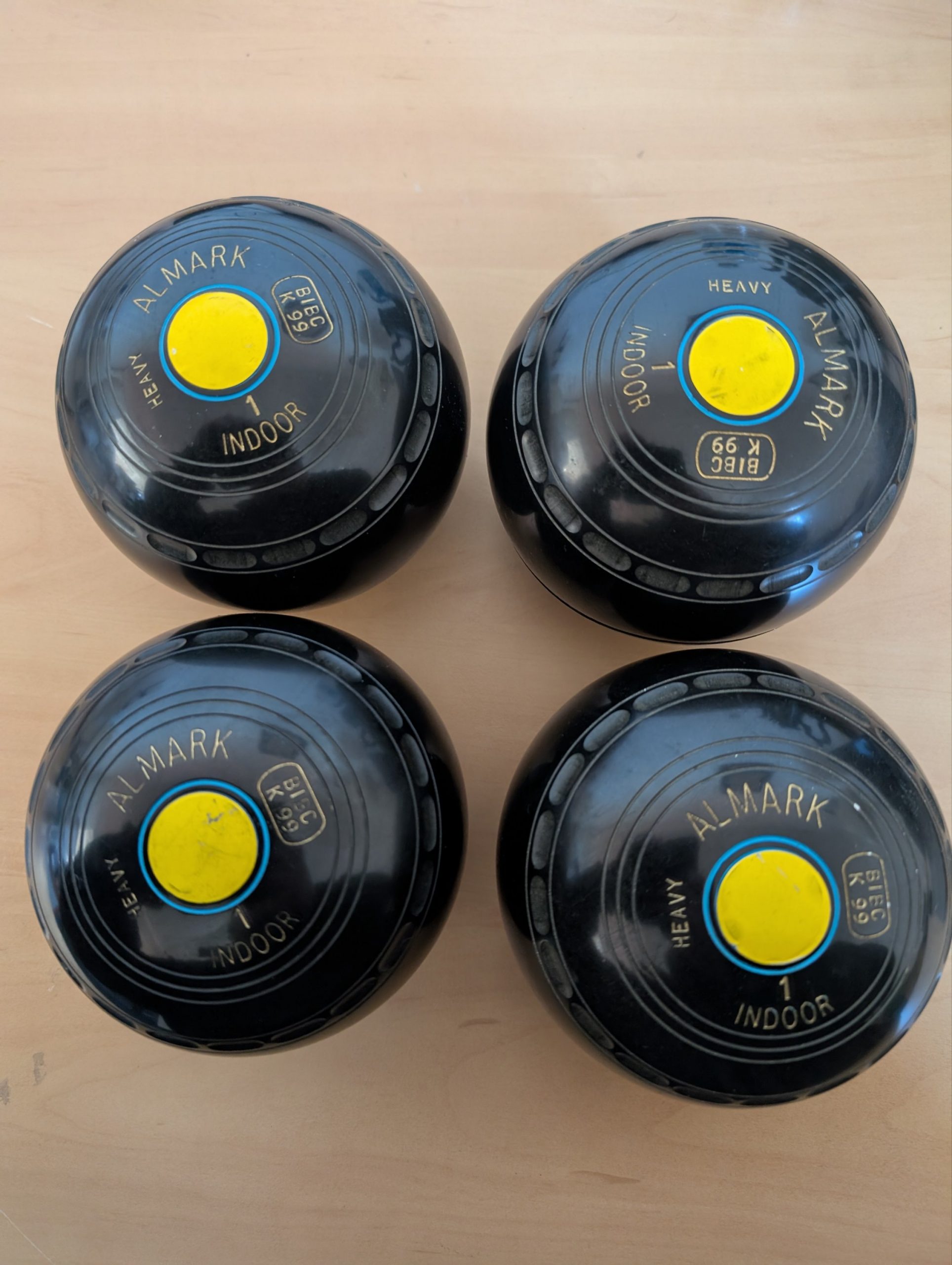 Almark Indoor Bowls Size 1 Heavy Bias – BIBC K99 – Set of 4 - Image 3