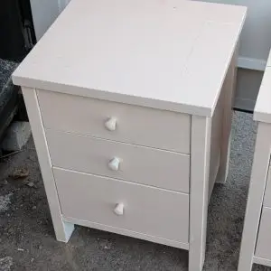 Pair of Cream Wooden Bedside Tables 3 Drawer Nightstands