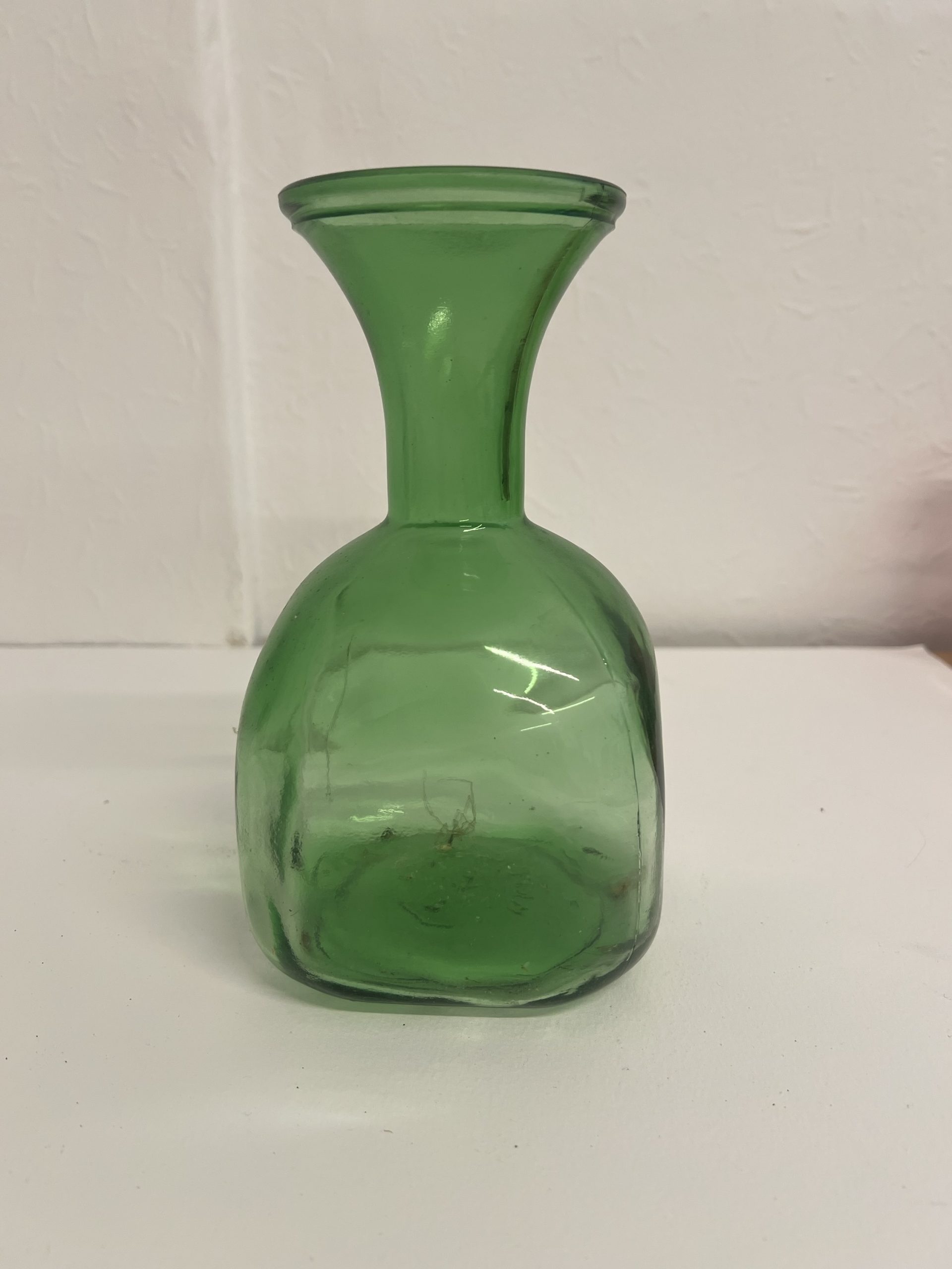 Vintage Italian Green Glass Vase – Empoli – Made in Italy – Flared Neck
