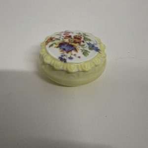Coalport Bone China Trinket Pot Floral Yellow Lidded Box England