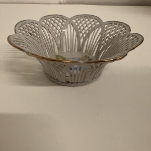 Vintage Porfin Romania Lattice Porcelain Bowl Floral Centre Gilt Edge