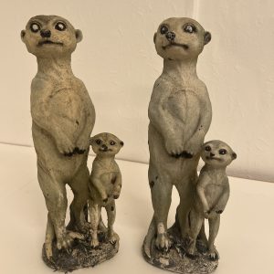 Pair of Meerkat Garden Ornaments – Adult & Baby