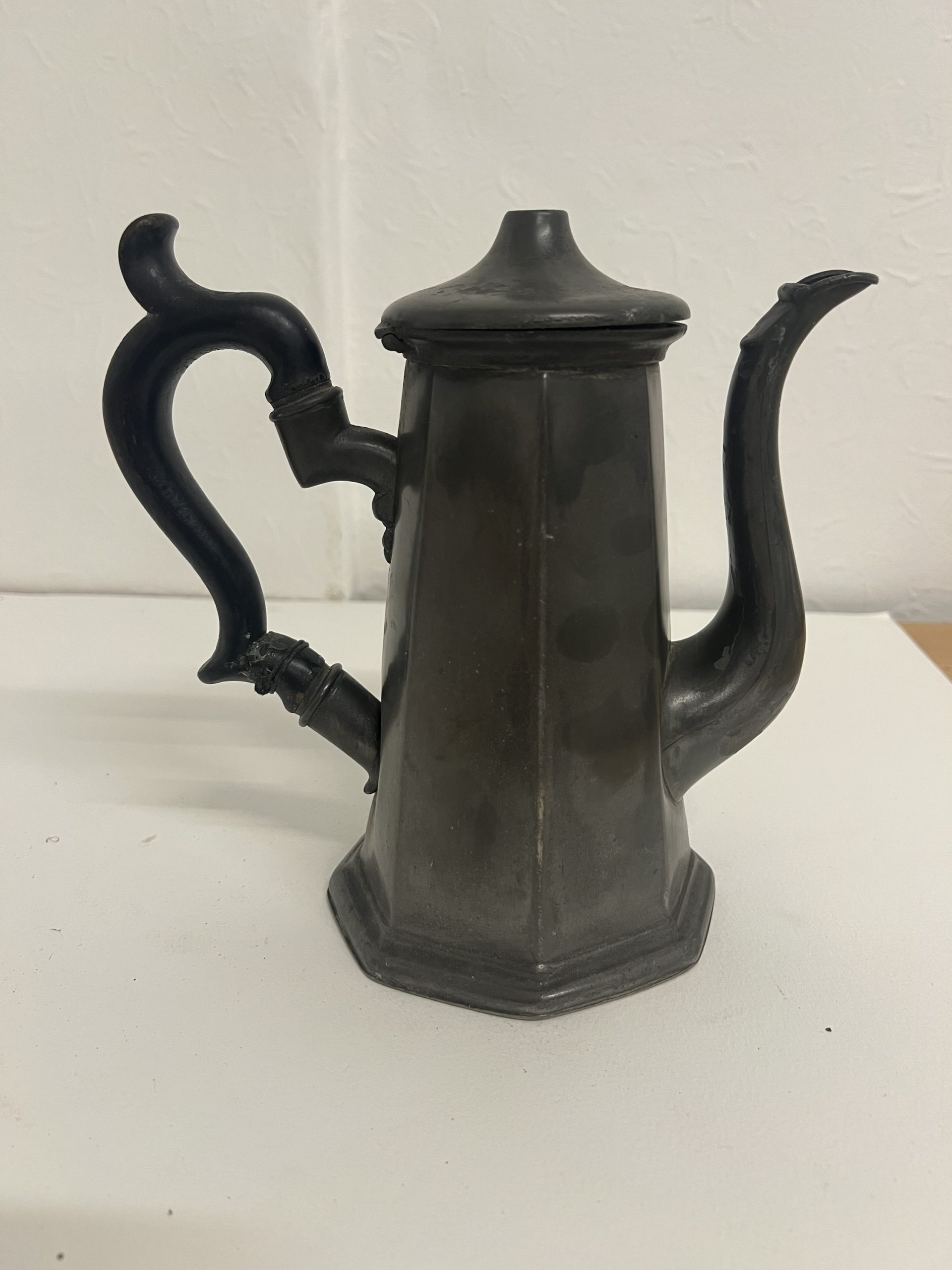 Vintage Sheffield Pewter Coffee Pot W.M England Octagonal Teapot