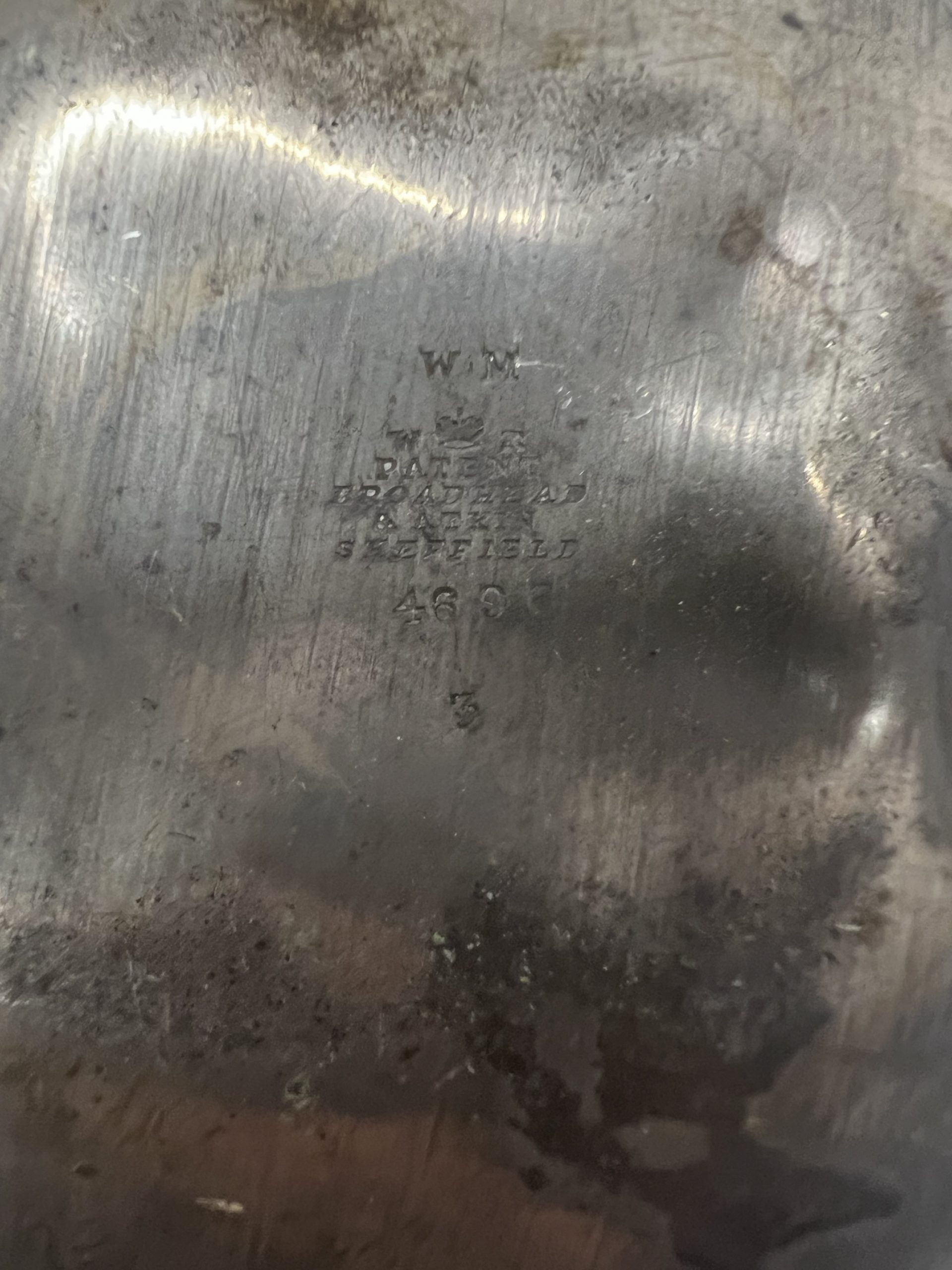 Vintage Sheffield Pewter Coffee Pot W.M England Octagonal Teapot - Image 3