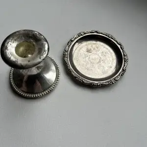 Silver Plated Chamberstick Candle Holder Tray WM Mark Vintage