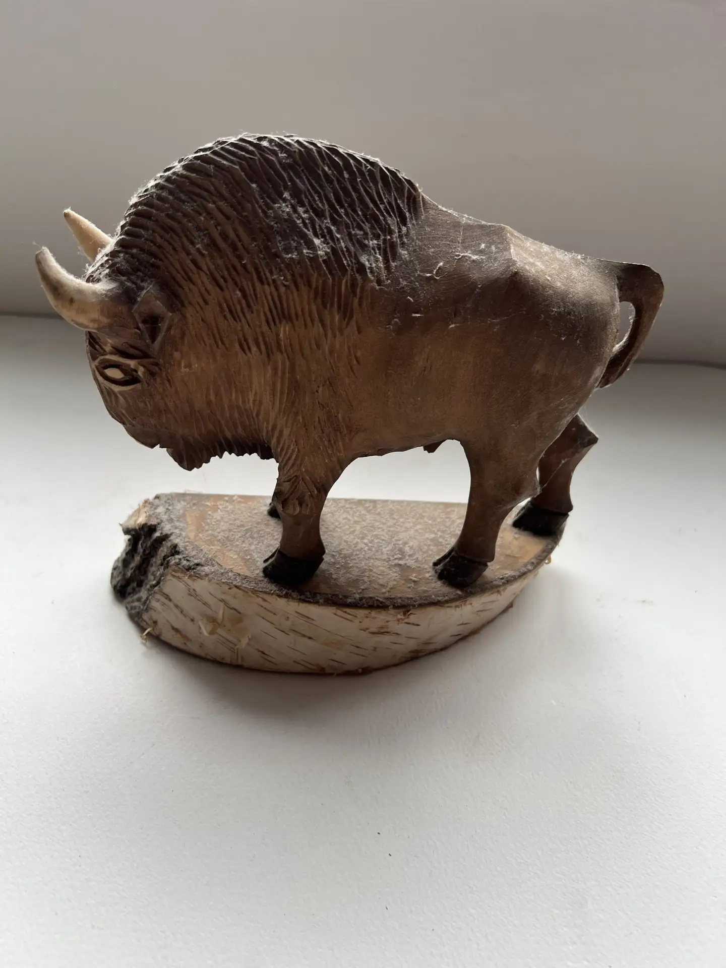 Hand Carved Wooden Bison Buffalo Figure – Folk Art – Rustic Ornament
