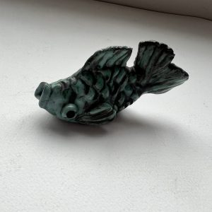 Clive Brooker Studio Pottery Fish – Green Glazed Ceramic Ornament