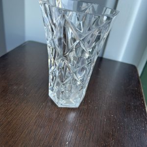 Cut Glass Style Vase – Geometric Faceted Design – Clear Crystal Effect