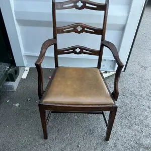 Traditional Wooden Dining Armchair with Upholstered Seat